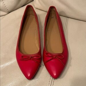 Banana Republic Red Leather Flats with Bow Sz 7